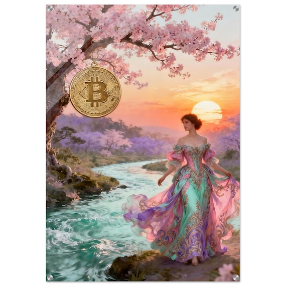 Rococo Acrylic Wall Art -  Bitcoin Genesis in Springtime