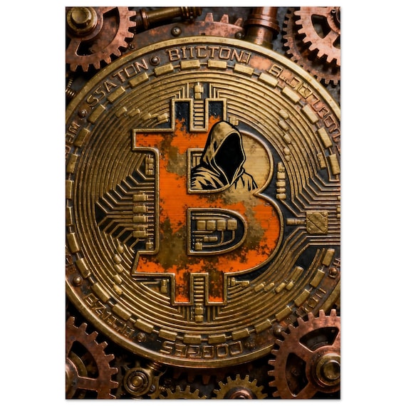 Satoshi Nakamoto Code - Bitcoin Brushed Metal Print Wall Art