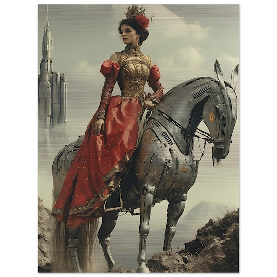 Brushed Metal Print Wall Art, The Bitcoin Paladin - Baroque Futuristic
