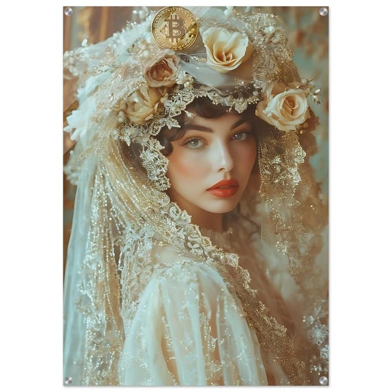 Bitcoin Wall Art Acrylic Print – The Bride of the Algorithm, Baroque Fine Art