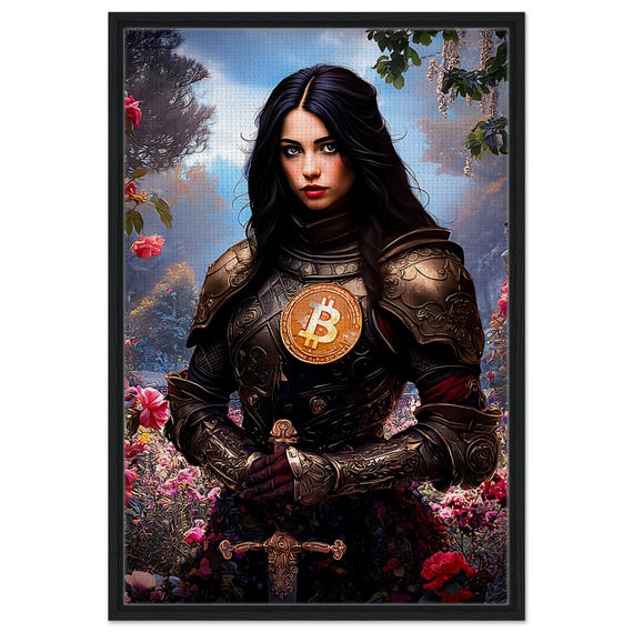 Framed Canvas – Bitcoin Art Baroque Warrior Maiden II