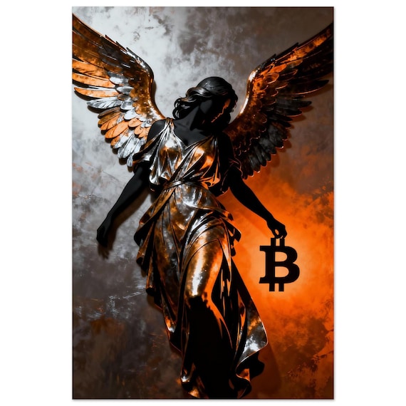 Bitcoin Angel Wall Art, Metal Print