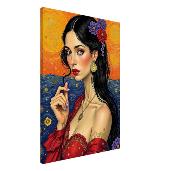 Inspired by Van Gogh Wall Art - Bitcoin Woman