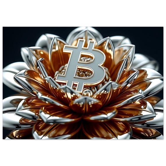 Bitcoin Lotus - Metal Print Wall Art