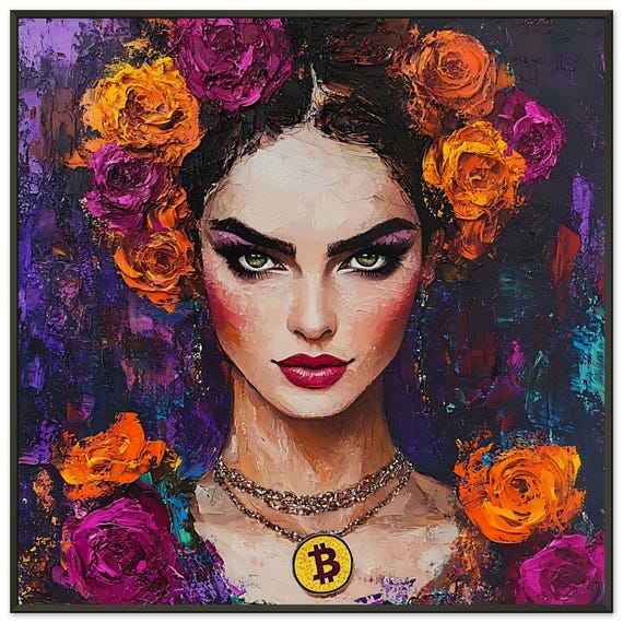 Framed Wall Art - Bitcoin Inspired by Frida Kahlo II