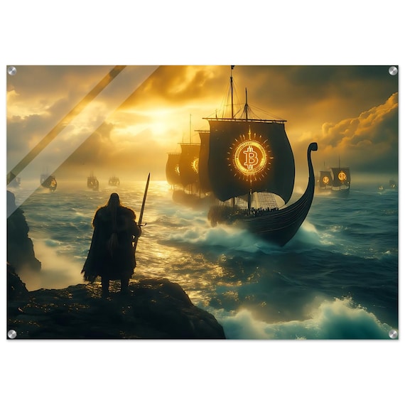 Viking Ship Acrylic Print – Bitcoin Wall Art