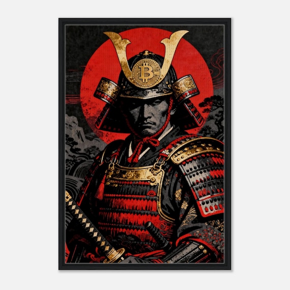 Bitcoin Samurai, Bushido Art - Framed Canvas