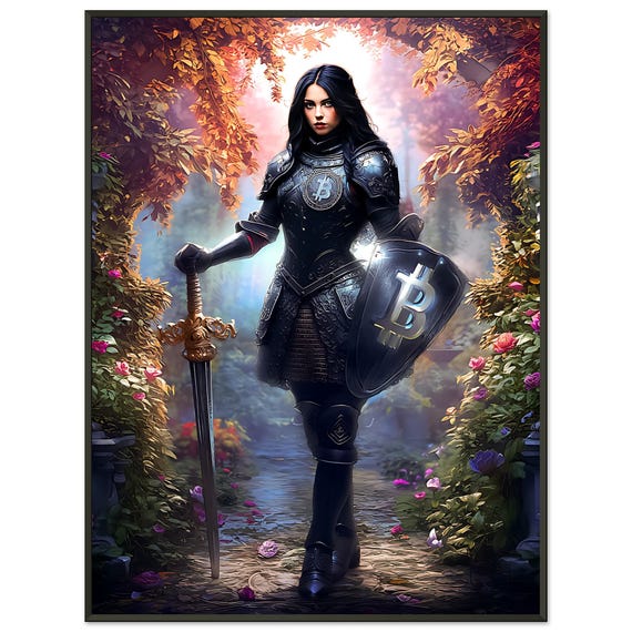 Framed Wall Art – Bitcoin Baroque Warrior Maiden III