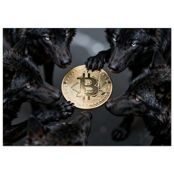 Wolf Bitcoin Art - Wall Metal Artwork