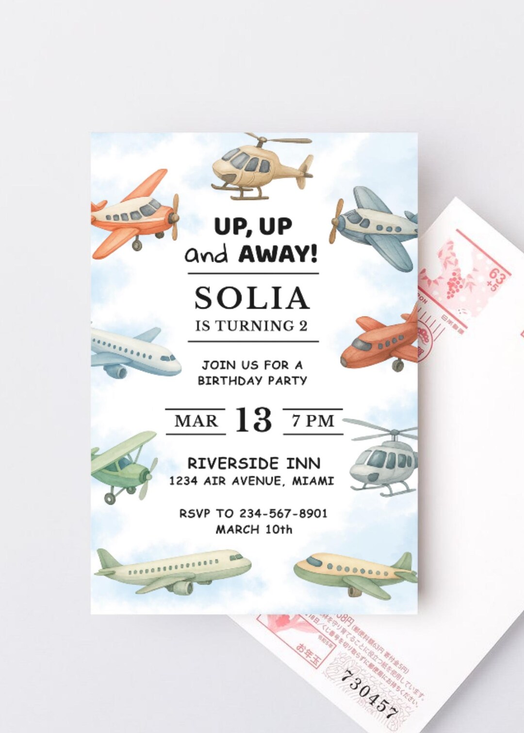 Take Flight Invite Editable Airplane Birthday Invitation, Flying High Party Invitation ...