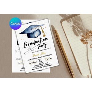 Graduation Party Invitation Template, College Graduation Invite, Class of 2024 Announcement, Graduation Celebration, Editable Canva Template