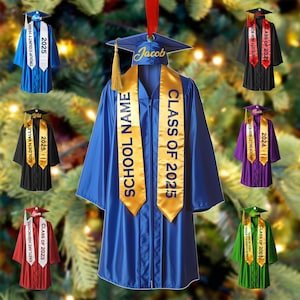Graduation Ornaments Class of 2025, Personalized Graduation Ornament, Grad Gown High School Senior Christmas Ornament, College Grad Ornament