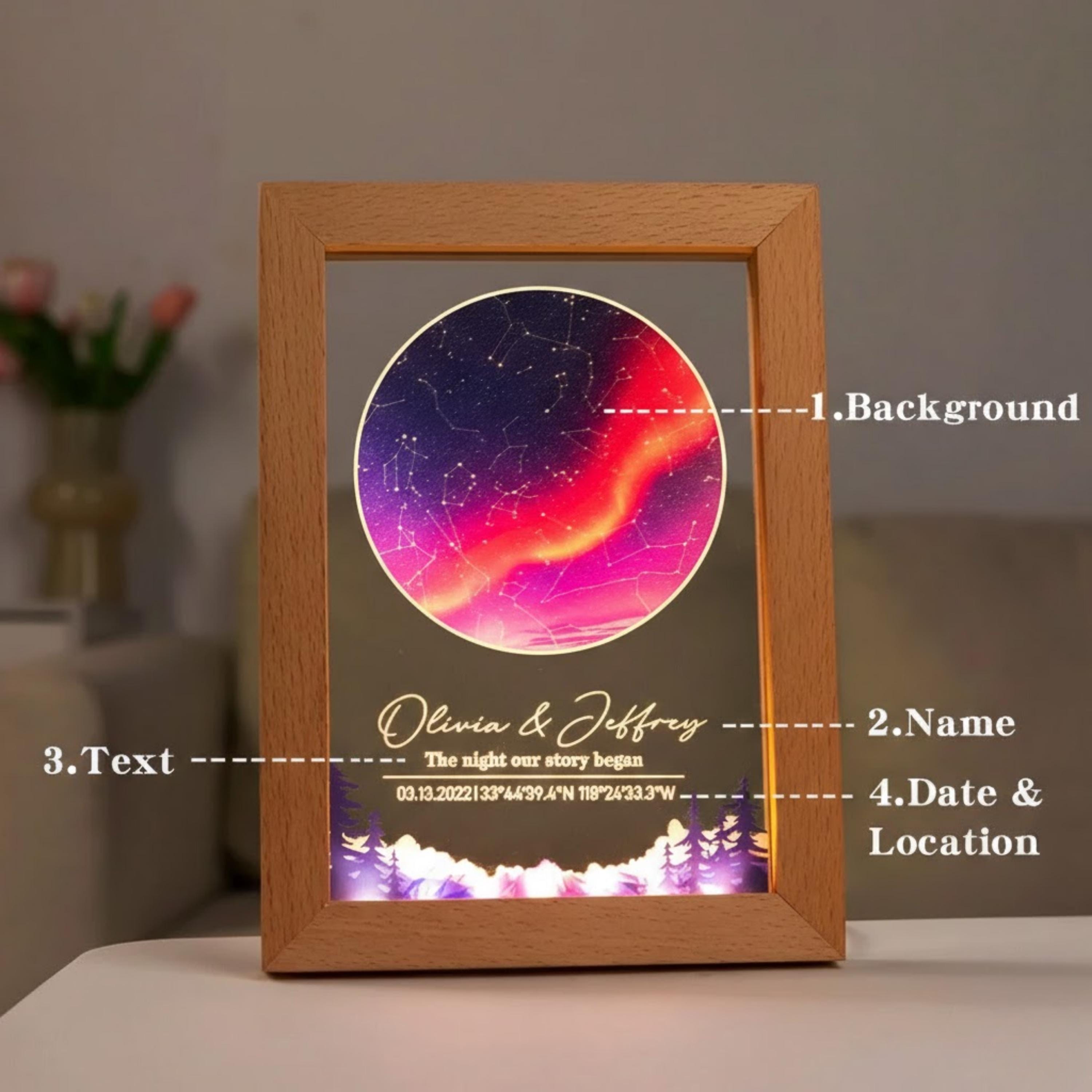 Personalized Star Map LED Light Frame, Anniversary Gift - Etsy