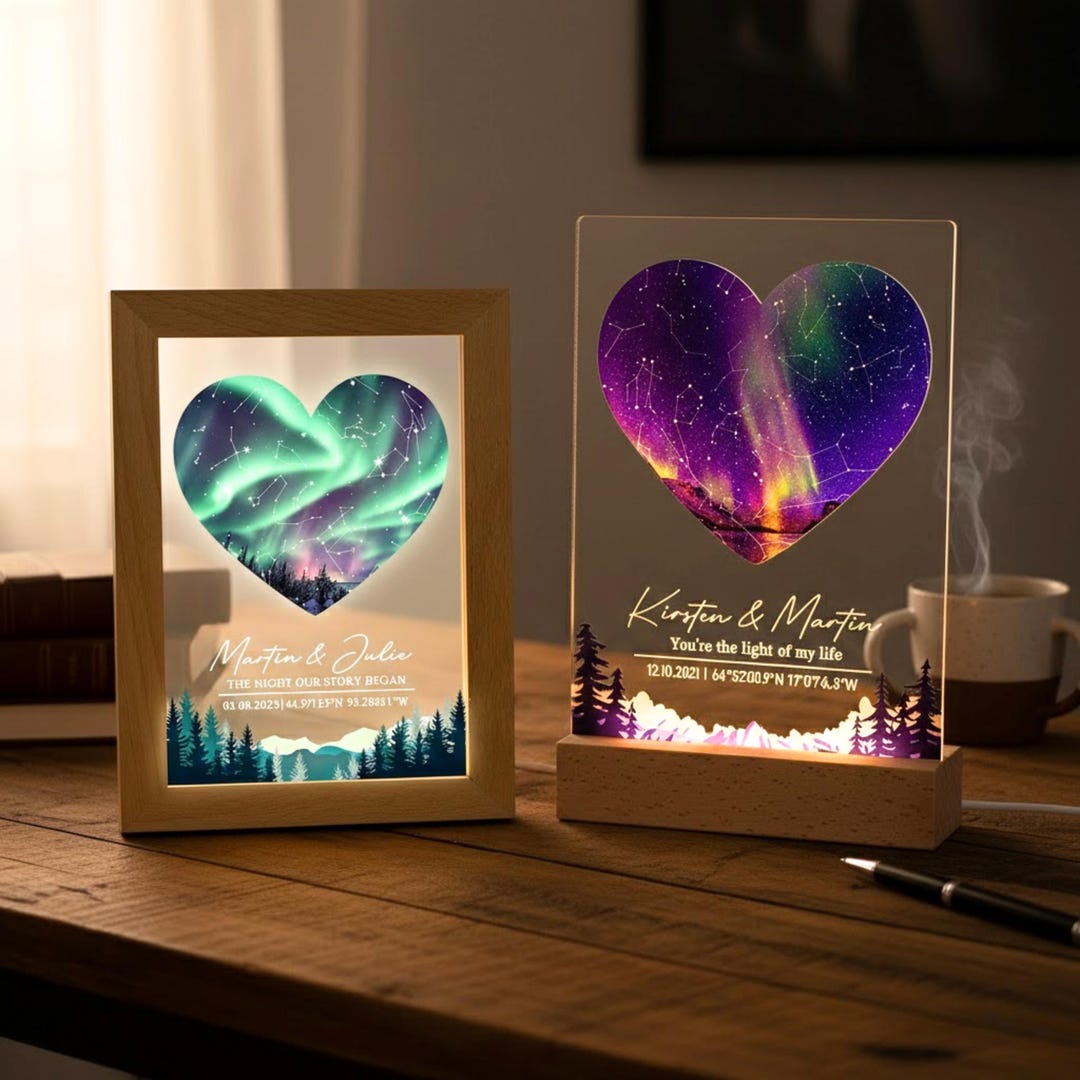 Personalized Star Map LED Light Frame, Anniversary Gift - Etsy