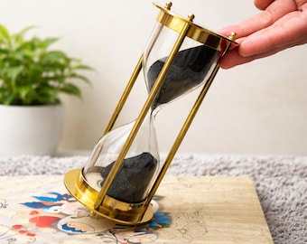 Personalized Brass Hourglass - Engraved Sand Timer - Custom Hourglass - Office Sand Clock - Wedding Anniversary Gifts - Refillable Hourglass