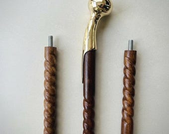 Handmade Personalized Walking Cane | Wooden Walking Stick with Brass Handle | Engraved Custom Cane | Vintage Gentleman Gift | Gift for Her