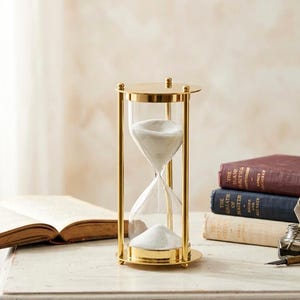 Personlig sandklocka i mässing | Graverad sandklocka | 1-minuts timglas | Mini timglas | Jubileumsminne | Enhetssandceremonigåva