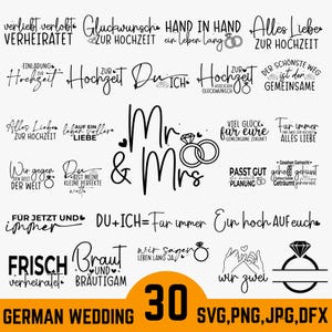Colorful German Hochzeit SVG Bundle, Plotter file Bride SVG Bundle, Wedding SVG, Bridesmaid svg, Cricut & Silhouette Designs, Bride Party