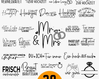 German Hochzeit SVG Bundle, Plotter file Bride SVG Bundle, Wedding SVG, Bridesmaid svg, Cricut & Silhouette Designs, Bride Party