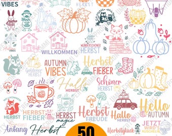 Färgglad tysk ört / höst SVG-paket: Hej höst Svg, hösthälsningar, pumpa design Svg, Halloween Svg, Cricut, silhuett