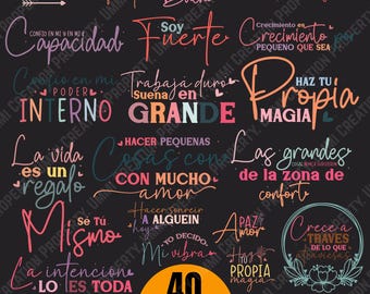 Colorful Spanish Motivational Quotes SVG Bundle: Spanish Quotes, Positive Quotes, Inspirational Frases Svg, Empowered Frases (Digital Files)