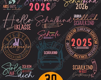 Colorful German Schulkind SVG Bundle: School Enrollment Cut Files, German Schoolchild Cut Files, Perfect for Back-to-School Crafts