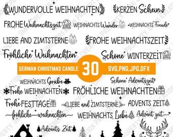 German Christmas Candle SVG Bundle |  Candle Tattoos Svg, Candle Texts, Christmas Candle Design Svg, German Lettering Svg (Digital Download)
