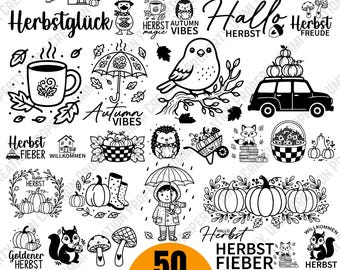 Tyska örter / Höst SVG-paket: Hej höst Svg, hösthälsningar, pumpa design Svg, Halloween Svg, Cricut, Silhouette, (Digitala filer)