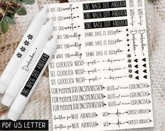 German Candle Tattoo Motivational Sayings PDF Template, Motivierende Sprüche Template Candle Tattoo Waterslide Stick + Pillar Candle sticker