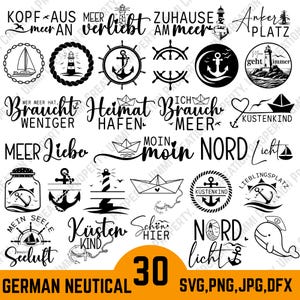 German Nautical SVG Bundle: Sea Sayings, Maritime, Lighthouse, Moin, Anchor, Plotterdatei Küstenkind Svg, Hamburg Svg, ( Digital Files )