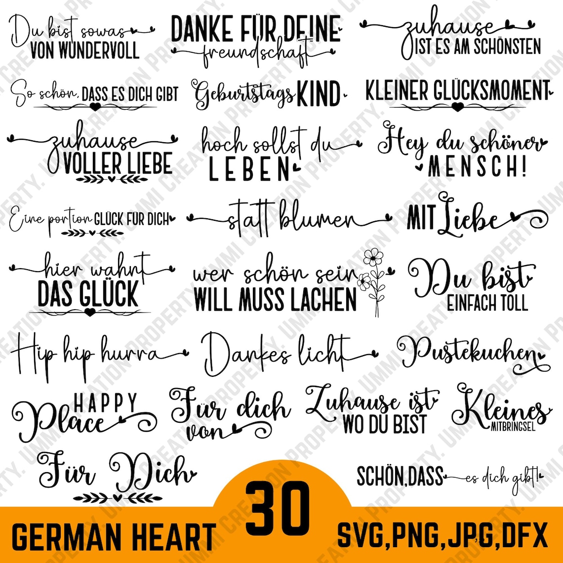 German Heart Sayings SVG Bundle: German Liebeszitate Svg, Darling Heart ...