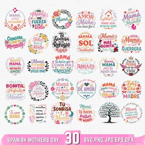 Spanish Mothers Day SVG Bundle: Spanish mom, Madre Quotes, Latina Quotes Dia De Las Madres SVG PNG (Digital Download) image 1