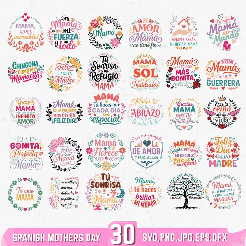 Spanish Mothers Day SVG Bundle: Spanish mom, Madre Quotes, Latina Quotes Dia De Las Madres SVG PNG (Digital Download) image 1