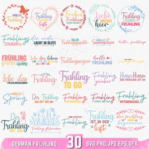 Paquete SVG de primavera alemán: Hola primavera, Plotterdatei Frühling, Frühlingszitate Deutsch, Deutsche Frühlingssprüche, Frühlings Svg, Easter svg