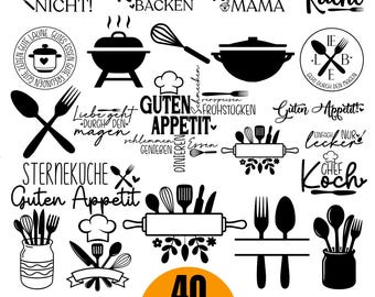 Paquete de archivos SVG de trazador de cocina en alemán: refranes de chef y cocina, refranes de cocina en alemán, SVG de cocina, SVG de casa en alemán (descarga digital)