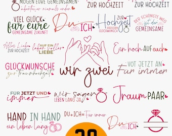 Colorful German Hochzeit SVG Bundle, Plotter file Bride SVG Bundle, Wedding SVG, Bridesmaid svg, Cricut & Silhouette Designs, Bride Party