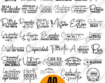 Spanish Motivational Quotes SVG Bundle: Spanish Quotes, Positive Quotes, Inspirational Frases Svg, Empowered Frases (Digital Download)