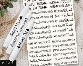 ドイツ風クリスマスデコレーション＋ツリーキャンドルタトゥーのPDFテンプレート｜彼女へのクリスマスキャンドルギフト、ウォータースライドデカールステッカー、クリスマスグリーティング