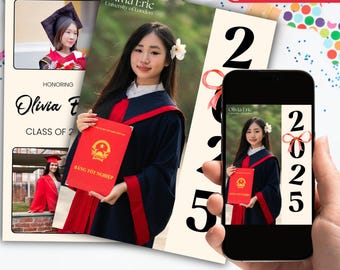 Editable Graduation Party Invitation Card, Graduate Celebration Template, Class Announcement, Digital Download