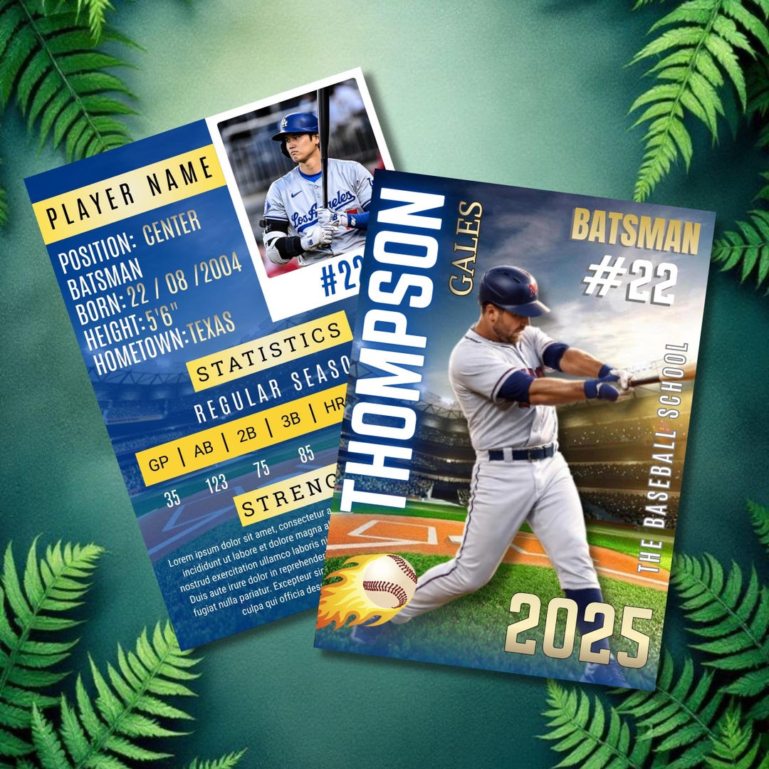 Baseball Trading Card Canva Template Bundle, Editable Double-sided ...