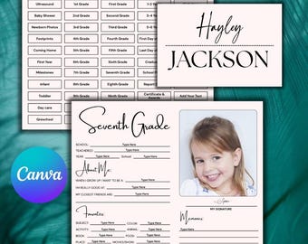 Editable School Memory Binder Kit, Printable Keepsake (Digital Download)