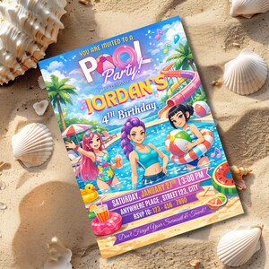 Kids Kpop birthday invitation design for anime themed birthday party