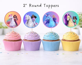 Adornos imprimibles y editables de la Academia de Unicornios para Cumpleaños (Descarga digital)