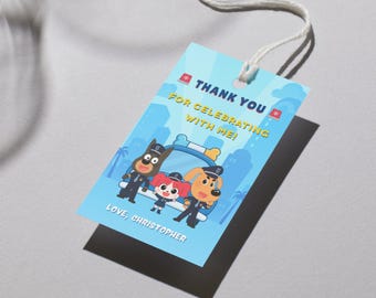 Etiquetas de recuerdo para fiestas con diseño de perro policía Labrador (descarga digital)