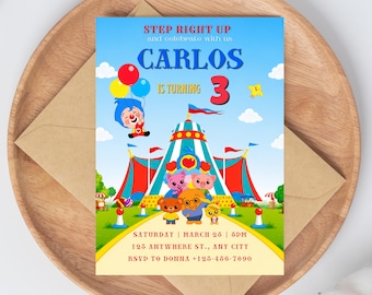 Invitación de cumpleaños editable de Plim Plim, plantilla de Canva (descarga digital)