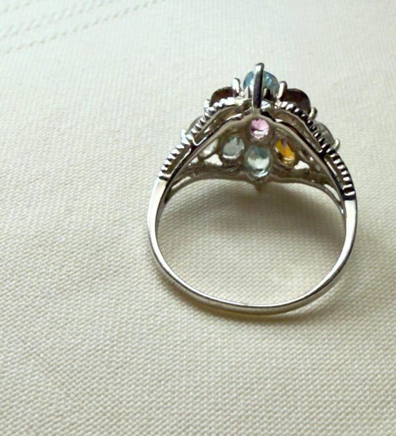 Multi-Colored Topaz Ring Sterling Silver Band, Si… - image 8