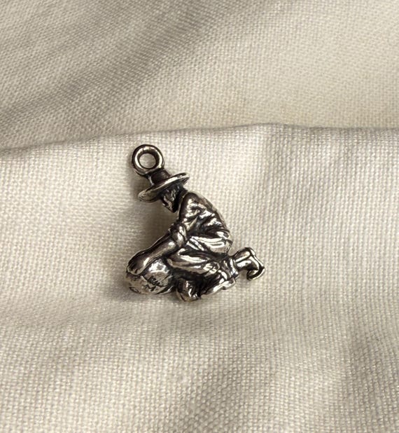 Vintage Gold Miner Charm Solid Sterling 3D Prospector Panhandler 925 View 3