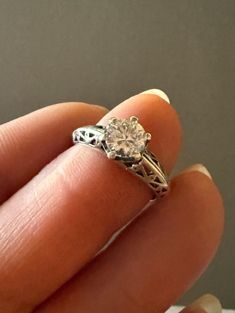 Art Deco Engagement Ring 1920's Solitaire Sterling Silver Pyramid-style ...