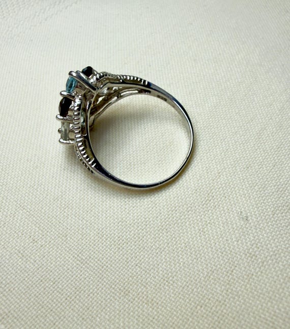Multi-Colored Topaz Ring Sterling Silver Band, Si… - image 13