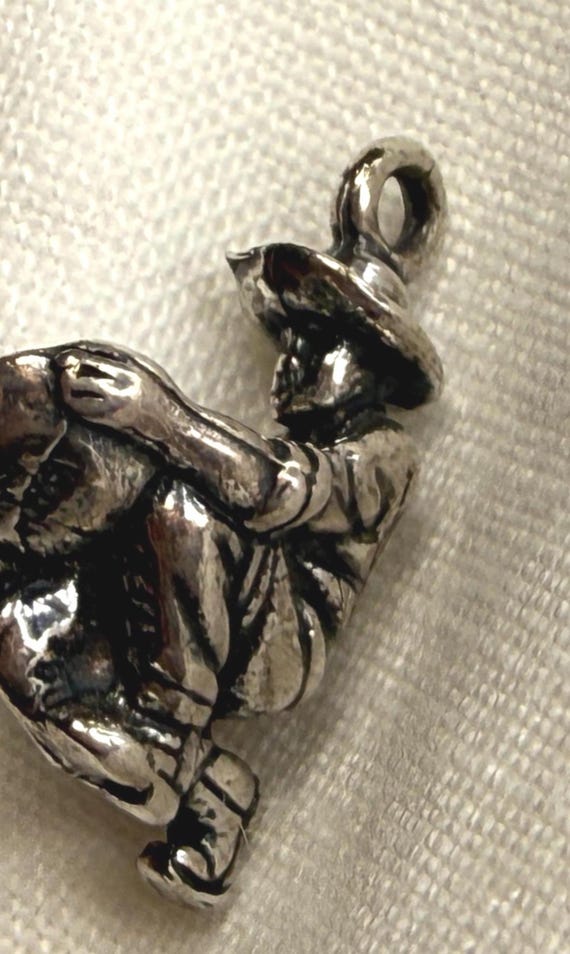 Vintage Gold Miner Charm Solid Sterling 3D Prospector Panhandler 925 View 2